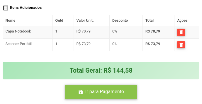 Venda rápida no PDV SOPE